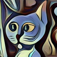 kočka modrá stylizace Picassa 1 200x200